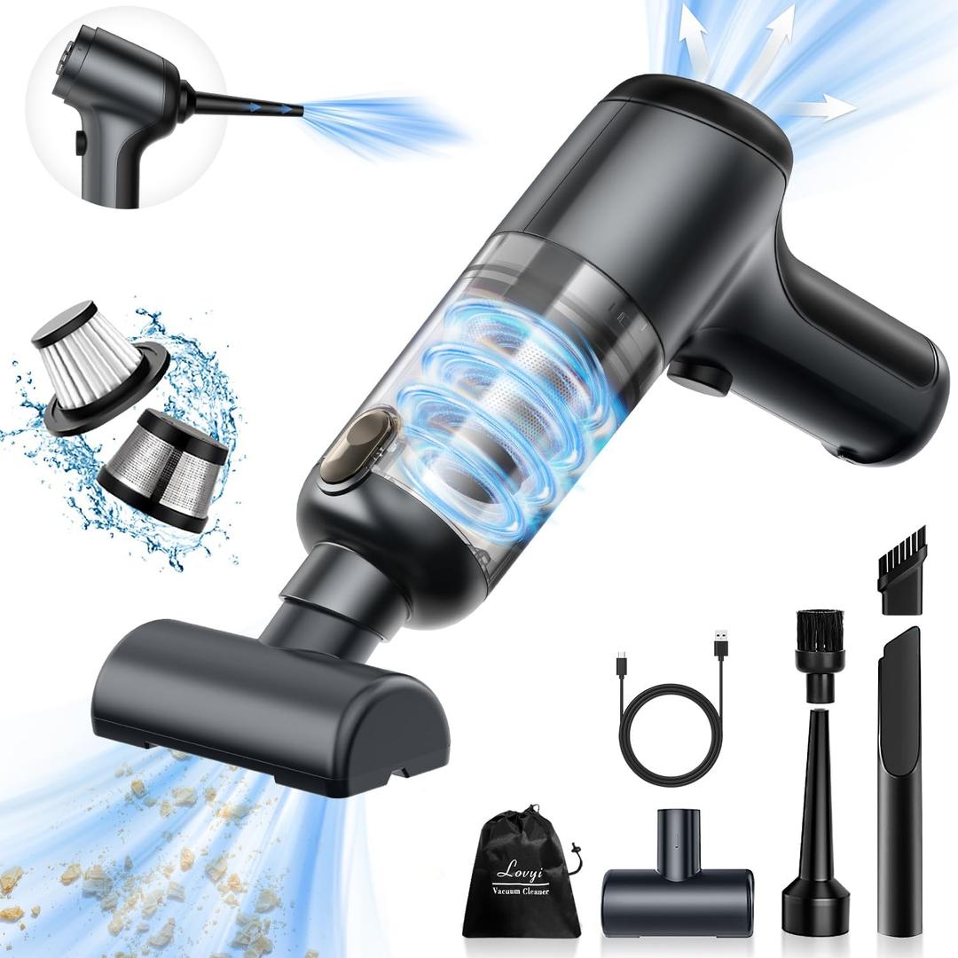 Mini car Vacuum Cleaner,3 in 1 Handheld Vacuum Cordless 12000Pa high Power dust Buster,2-Speed Portable Vacuum brushless Motor air Duster,Rechargeable Hand Vacuum Cleaner for car Home Keyboard