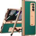 Miimall Compatible for Samsung Galaxy Z Fold 2 Case with Pen, Leather Case for Z Fold 2 (Green)