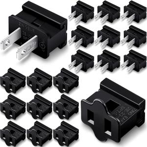 Flutesan 20 Pack Christmas Female and Male Vampire Plugs Zip Plug Electrical Gilbert Connector Male Female Slide Connector Inline Adapter for Xmas Holiday Party, Black (SPT-1)