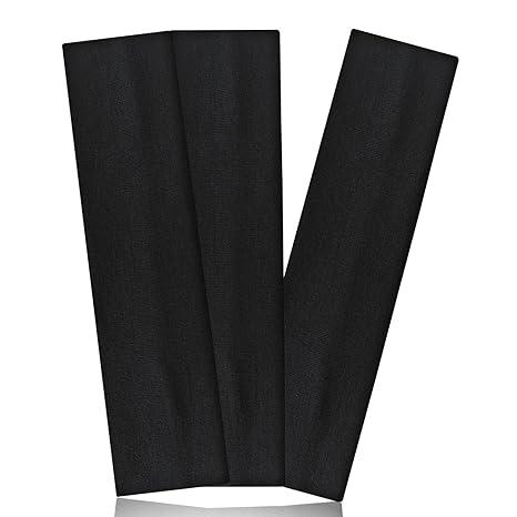 Black Headbands for Women Non Slip Head Bands for Women's Hair Elastic Womens Headbands Soft Cotton Cloth Fashion headband for Daily Workout Sports Running Yoga