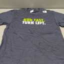 Run Fast Turn Left - Funny Track Runner Motivational Fitness T-Shirt (Small)