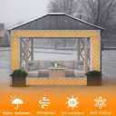 Beeveer 8 x 10 ft Outdoor Gazebo Curtain Thermal Insulated Panel Curtain with Transparent Window Rope Waterproof Winter Insulated Heavy Duty Oxford Cloth Garage for Patio Pergola Porch Gazebos