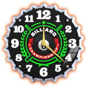 Neon Wall Clock, 12Inch with Billiard 8 Pool Ball Graphics, Stunning 3D Glow Effect, Silent Non-Ticking, for Billiards Room, Pool Room, Game Room, Bar, Living Room,Office Decor