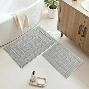 GRANNY SAYS Bathroom Rugs Sets 2 Piece,Soft Bath Mats for Bathroom, Bath Rugs Non Slip Washable, Absorbent Bath Rug for Tub, Shower and Toilet (Gray, 20" x 32" + 16" x 24")