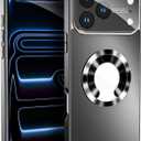 Magnetic Design for iPhone 16 Pro Max Case,[Compatible with MagSafe][Military Grade Drop Protection] Camera Lens Protector Cover Logo View Dust-Proof Matte Shockproof Protective Cover,Black