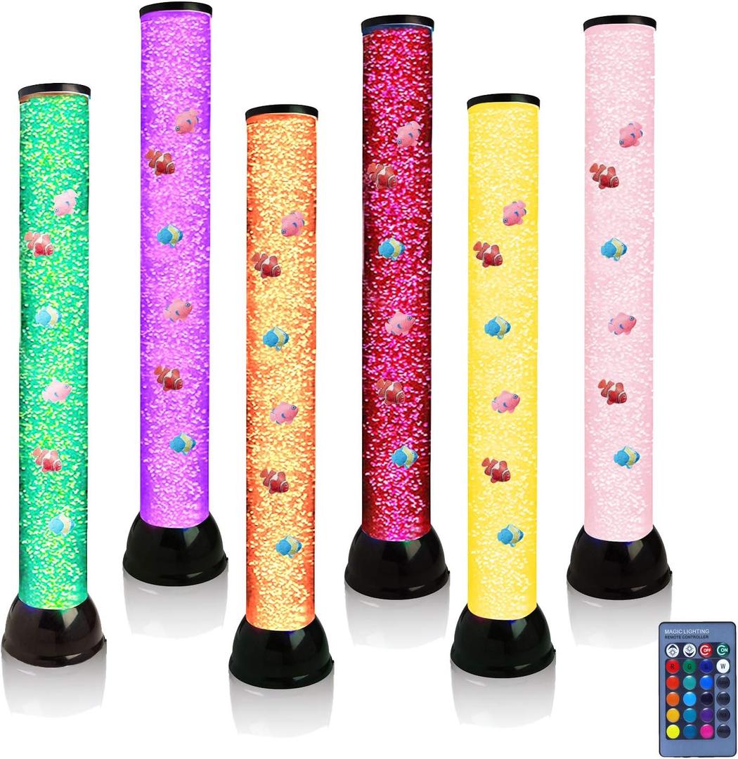Lightahead Extra Large 32 Inches LED Fantasy Bubble Fish Tube Fake Aquarium with 7 Color Light Effects. The Ultimate Sensory Lamp.