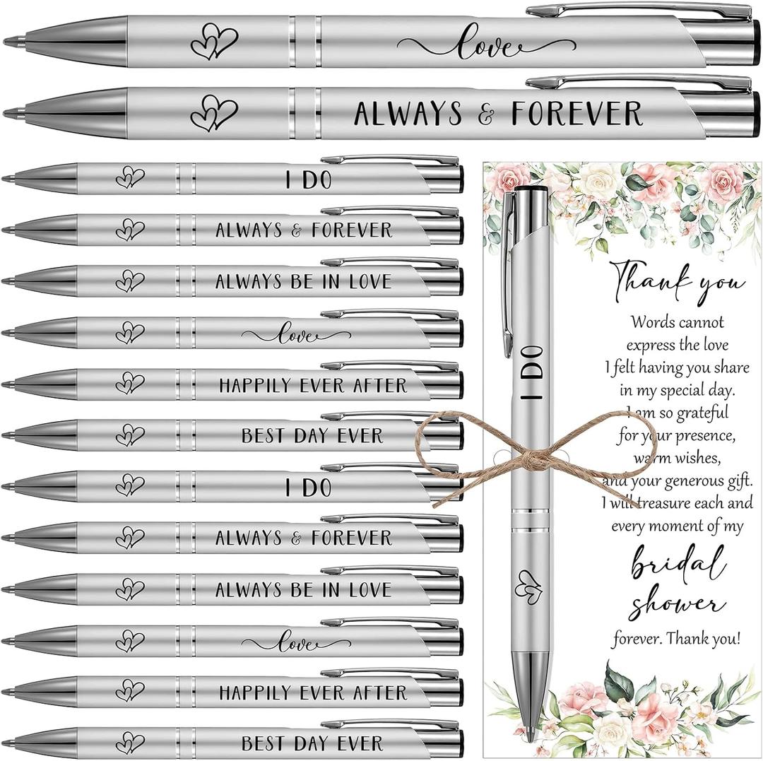 Chiisong 50 Sets Bridal Shower Favors for Guests Wedding Pens Bulk with Thank You Cards Bridal Shower Retractable Ballpoint Pen for Guest Gifts Game Prizes Wedding Souvenirs (Floral)
