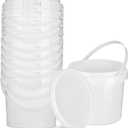 Gerrii 10 Pack White Plastic Bucket with Handle and Lid Food Storage Bucket Containers All Purpose Pail for Multipurpose Paint Water Art Crafts Projects Garage Organization (White,1.5 Quart)