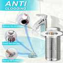 2 x Bathroom Sink Stopper 2Pcs,Sink Drain Strainer,Hair Catcher with Removable Stainless Steel Filter Basket,Universal Sink Plug,Suitable for Most Sinks,Washbasin,Bathtubs