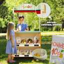 labebe - Deluxe Wooden Puppet Theater Bonus 2 Hand Puppet, 2-in-1 Clock Theater Reversible Play Store, Double-Sided Lemonade Stand, Puppet Show Theater Toy with Chalkboard for Kids 36M+