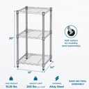 Honey-Can-Do 3-Tier Heavy Duty Adjustable Shelving Unit, 200-lb Per Shelf Stackable Modular Metal Storage Rack, Chrome Wire Shelf, 15 x 14 x 30 in