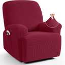 TAOCOCO Recliner Cover 4-Pieces, Recliner Stretch Sofa Slipcover, Recliner Cover 1 Seater, Couch Protector Soft, Furniture Protector Covers with Elastic,Chair Covers Jacquard Pattern (Burgundy)