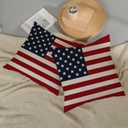 4th of July Pillow Covers 18x18 Independence Day Memorial Day Outdoor Decor Throw Pillows for Couch American Flag Patriotic Star and Stripes Pillowcase Decorative Cushion Case for Sofa Set of 2