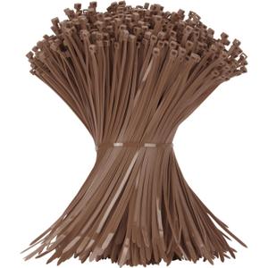 12 Inch Zip Ties Brown 1000 PCS, 50 Lbs- Heavy Duty Tensile Strength, Nylon PA66 UV Resistant Cable Ties for Indoor and Outdoor Use - Ideal for object bundling and fastening
