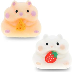 2pcs Fluffy Hamster Taba Squishy Toy – UltraSoft Realistic Pet Squeeze – Kawaii Animals Stress Relief Fidget Sensory Toys, Soft Silicone Squeeze Gifts for Children, Teens, and Adults