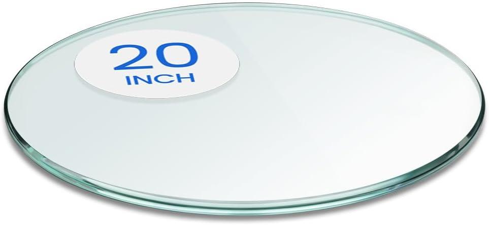 Dulles Glass 20" Round Glass Table Top, 3/8" Thick Clear Tempered Replacement Glass, Pencil Polished Edge for Coffee, Dining, Patio Tables & Furniture Protection