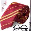 Halloween Wizard Costume Accessories Set, Wizard Wand and Tie and Glasses Magic Novelty