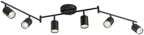VONLUCE 6 Light Track Light Fixture, LED Track Lighting Kit with Rotatable Track Heads, 3-Color GU10 Bulbs Included, Modern Ceiling Spotlight for Kitchen Office Closet Studio Bedroom, Black.3