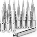 Orion Motor Tech M14x1.5 Spike Lug Nuts, 14mmx1.5 Wheel Lug Nuts Compatible with Chevy Silverado Express, Ram 2500 3500, Ford F250 F350, GMC Sierra Yukon Savana, Spike Lug Nut Set, Set of 32, Chrome