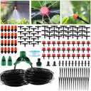 98FT Drip Irrigation System, Micro Garden Drip Irrigation System with 1/4 inch Tubing & Adjustable Misting Nozzle Sprinkler, Automatic Watering System for Greenhouse, Yard, Lawn, Plant