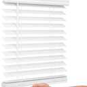 Lotus & Windoware Cordless, 2 Inch Faux Wood Blind, 39" Wide x 96" Long, Window Blinds, Blinds & Shades, Blinds for Indoor Windows, Embossed, Bright White