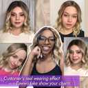 Eawwii Brown to Blonde Short Wavy Wig for Women Lace Hairline Bob Style Synthetic Heat Resistant - Natural Appearance for Everyday Hairstyle 14 Inch