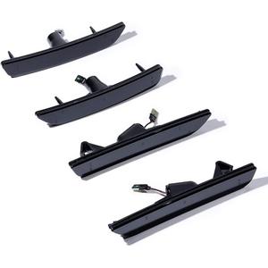 amopacorp Set 4pcs Front Amber & Rear Red Bumper LED Side Marker Light Lamp Compatible with Ford Mustang 2010-2014 (Dark Smoke Lens)