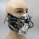 Ubauta DIY Steampunk Leather Mask - Adjustable Cosplay Mask with Rivets for Punk Masquerade, Tubular Design