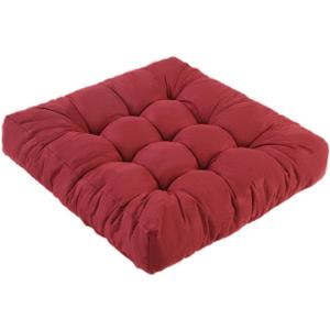 Meditation Floor Cushions, Thickened Floor Pillow for Adults, Large Square Pillows Seat Cushion for Tatami Living Room Yoga, Memory Sponge Block Added, 22x22 Inch, Wine Red (Set of 1)