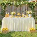 Wish Care 2 Pack Cream Rectangle Table Clothes for 4 Foot Tables, Polyester Fitted Tablecloths 4ft Stretch Table Cover for Wedding, Birthday, Parties, Trade Show, Craft Show