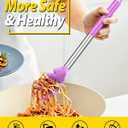 Silicone Pasta Fork and Ladle Spoon Set, Large Non Stick Kitchen Utensils for Cooking,Stirring,Serving Spaghetti, Soup, Sauce (PURPLE)