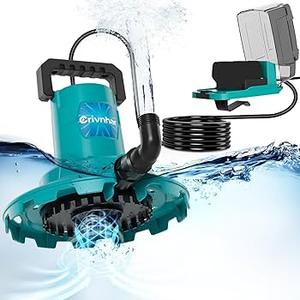 Cordless Water Pump Compatible For Milwaukee 18V Battery, 1320GPH Portable Submersible Pump Cover with 16.5FT Power Cord, Water Removal for Swimming Pool Basement, Water, Beds, Garden(No Battery)