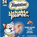 Temptations Creamy Puree Squeezable Lickable Cat Treats, Wet Cat Treats with Salmon, 0.42 oz. Tubes, 24 Count