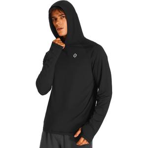 HODOSPORTS Mens UPF 50+ Sun Protection Hoodie Shirts Lightweight Rash Guard Long Sleeve Swim Shirts UV SPF Quick Dry T-Shirts (L)