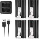 BATTIZ 4-Pack Ring V4 Battery and Dual USB Charging Station Compatible with Ring Video Doorbell 2/3/4/3plus, Stick Up Cam (2nd and 3rd Gen) Rechargeable 3.65V 6040mAh Battery