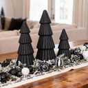 Joyhalo Tabletop Christmas Trees, Set of 3 Frosted Christmas Trees Indoor Xmas Decoration Centerpieces for Table, Mantel, Holiday, Party and Home Decor, Black