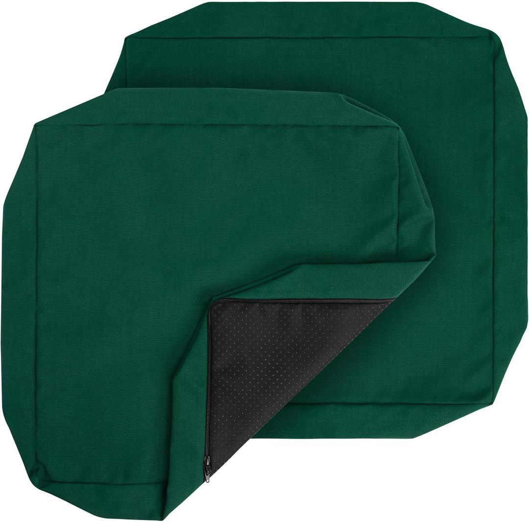 Outdoor Cushion Covers 22 x 22 x 4 inch,Set of 2,Non-Slip Grips Bottom,Replacement Cushion Covers for Garden Patio Furniture Couch Chair,Fade-Resistant Slipcover Only,No Insert(Blackish Green)