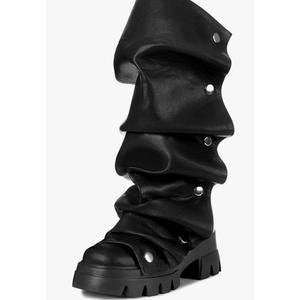 Mid Calf Boots For Women,Fold Over Slouchy Platform Dress Chunky Stacked Round Toe Glitter Metallic Boots Size 10