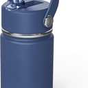 Kids Water Bottle with Straw Lid 10oz, Vacuum Insulated 316 Stainless Steel Water Bottles for Kids for School, Leakproof Water Bottle, BPA Free and Keep Cold for 24 Hours (Navy Blue)