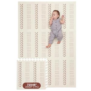 Childlike Behavior XL Baby Play Mat - 72 x 48-Inch Puzzle Play Mat with 6 Foam Floor Tiles - Interlocking Tummy Time Mats for Toddlers and Infants Playpen - Waterproof and Soft Crawling Mats - Beige