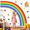 decalmile Grand Rainbow Wall Stickers Colorful Half Rainbow Polka Dot Wall Decals Baby Nursery Kids Bedroom Playroom Home Decor