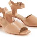 Women's Short Chunky Block Heels Strappy Heel Sandals with Square Toe Casual Dress Shoes (8, Peep-toe Beige)