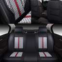OASIS AUTO Car Seat Covers Full Set, Luxury Stylish Waterproof Faux Leather, Universal Fit for SUV, Sedan, Pick-up Truck, Automotive Interior Protectors (OS-007 Gray)