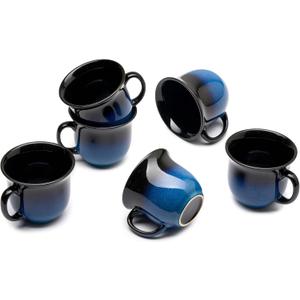 9oz Coffee Mugs Set of 6, Large Ceramic Mug with Handle, Unique Glaze Coffee Cups for Latte, Cappuccino & Hot Cocoa, Dishwasher & Microwave Safe