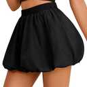 Women's Bubble Mini Skirt Boho Cute Puff Ruffled Hem Skirts with Short Flowy Puffer Going Out Date Shorts Size XL