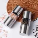 2 x LHS Premium Salt and Pepper Grinder Set, Stainless Steel Salt Pepper Shaker Set, Refillable Pepper Grinder and Salt Mill with Adjustable Coarseness for Kitchen Use - 4.6 Inches (2-Pack)