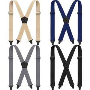 Sintege 4 Pcs X Back Hidden Suspenders 1.5 Inch Heavy Duty Hiking Suspenders for Men Adjustable Under Clothing Invisible Belt