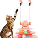 Cat Toy Interactive Pet Plaything for Indoor Kitten Interactive Kitty Puzzle Ball with 2 Cat-Tease (Orange)