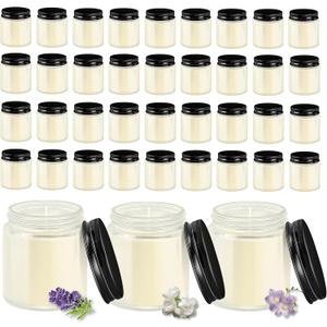 ACITHGL 36 Pcs 4oz Mini Mason Jar Candles Small Scented Candles Bulk Aromatherapy Ideal Souvenir Favors for Wedding Birthday Party (Freesia, Lavender, Jasmine, Black)