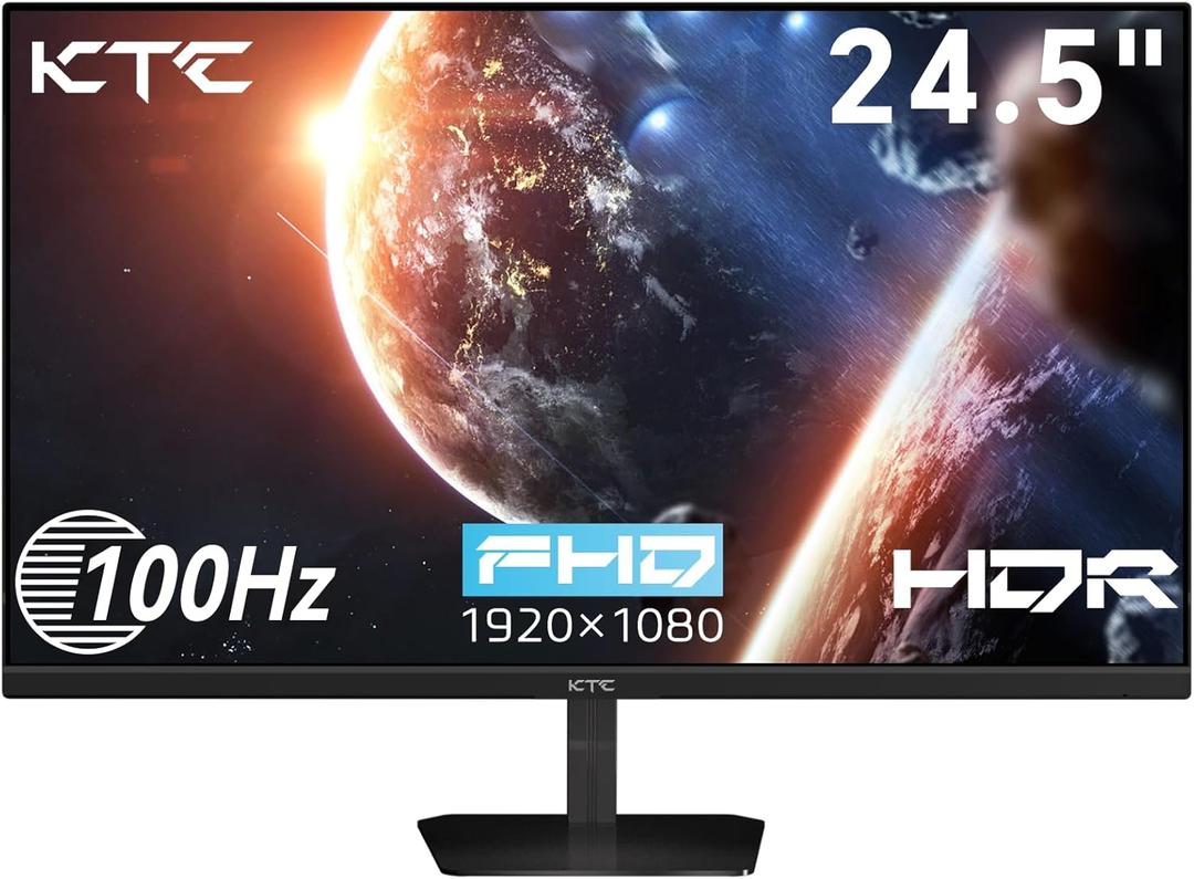 KTC 24.5 Inch FHD 100Hz IPS Computer Monitor, 1080P Eye Care PC Gaming Monitor, Adaptive-Sync, Low Blue Light, HDR, VESA Mount with HDMI VGA for Home Office, H25B7 (BLACK)